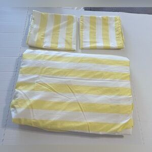 Brooklinen Yellow and White Striped king/ Cal. Duvet & 2 king size pillowcases